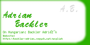 adrian backler business card